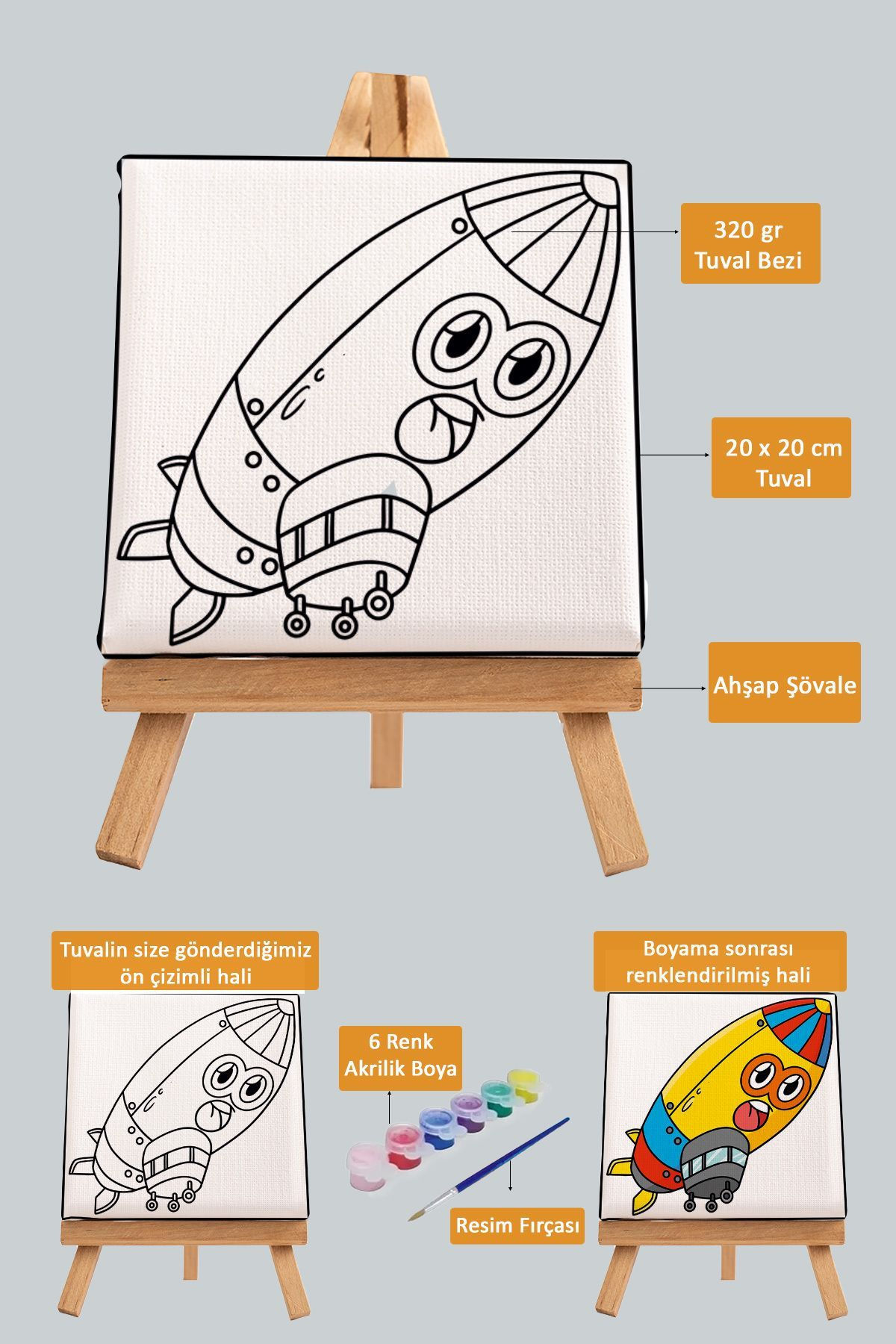 Sevimli Zeplin, Çocuk Eğitici Tuval Boyama Hobi Seti