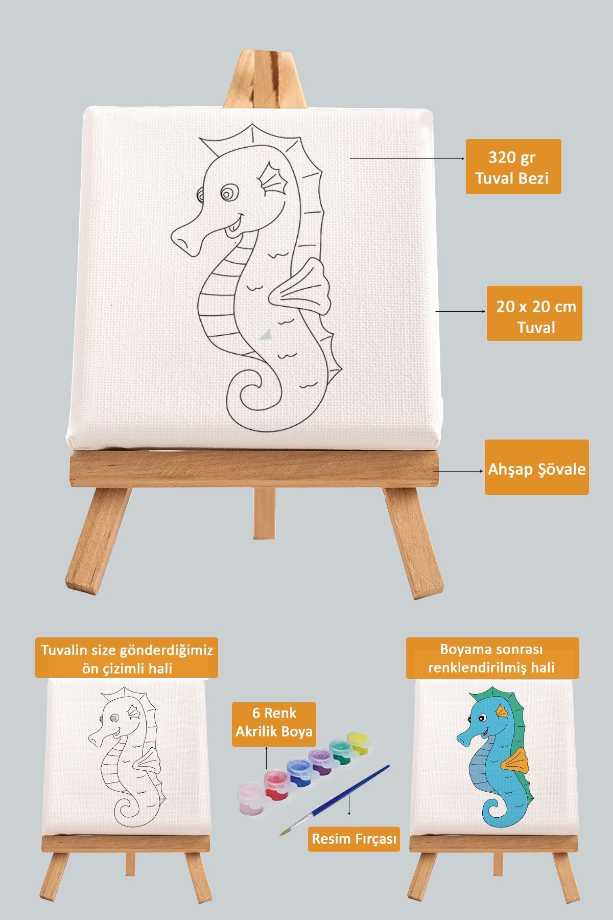 Sevimli Denizatı, Çocuk Eğitici Tuval Boyama Hobi Seti