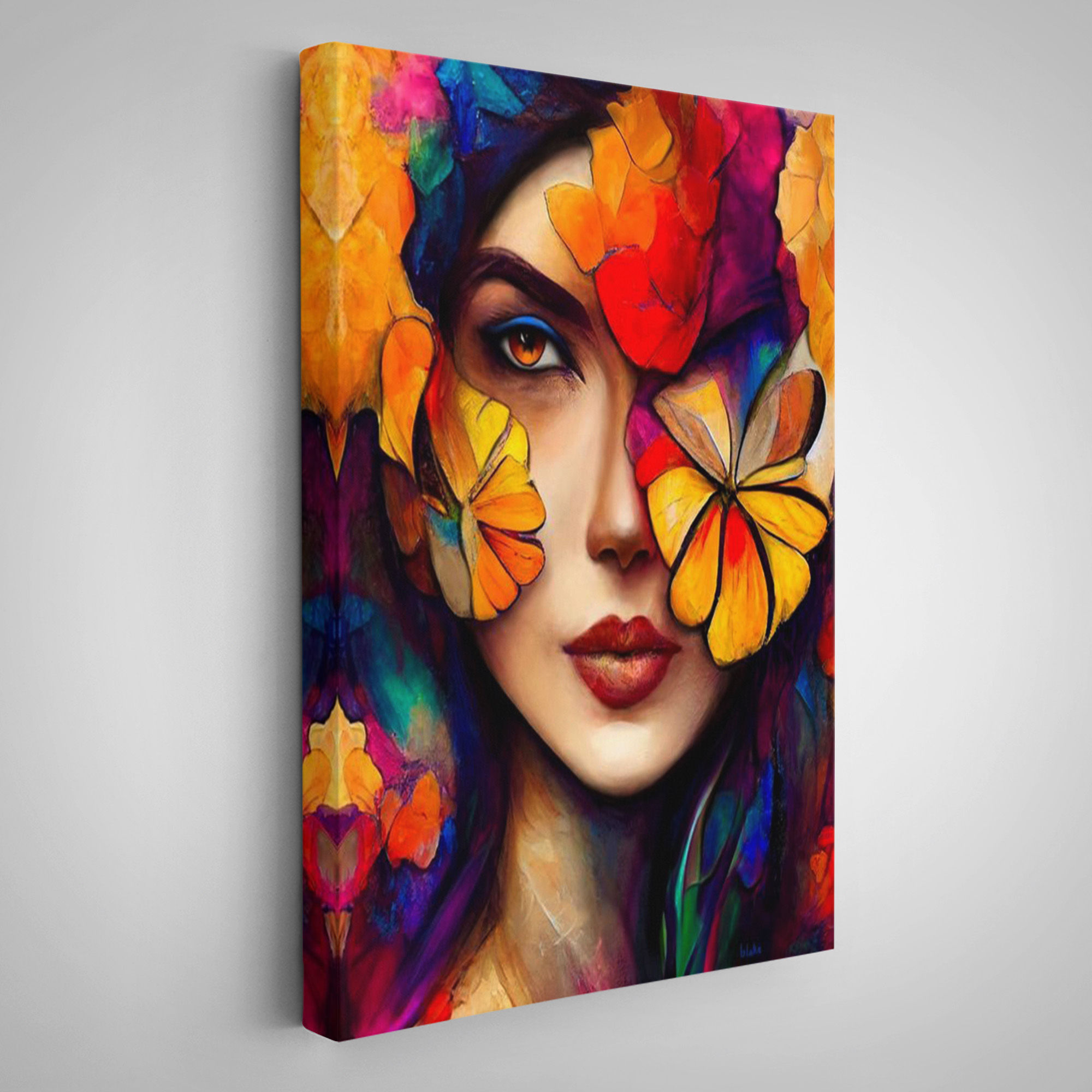 Çiçek ve Kadın Temalı Dekoratif Duvar Tablosu