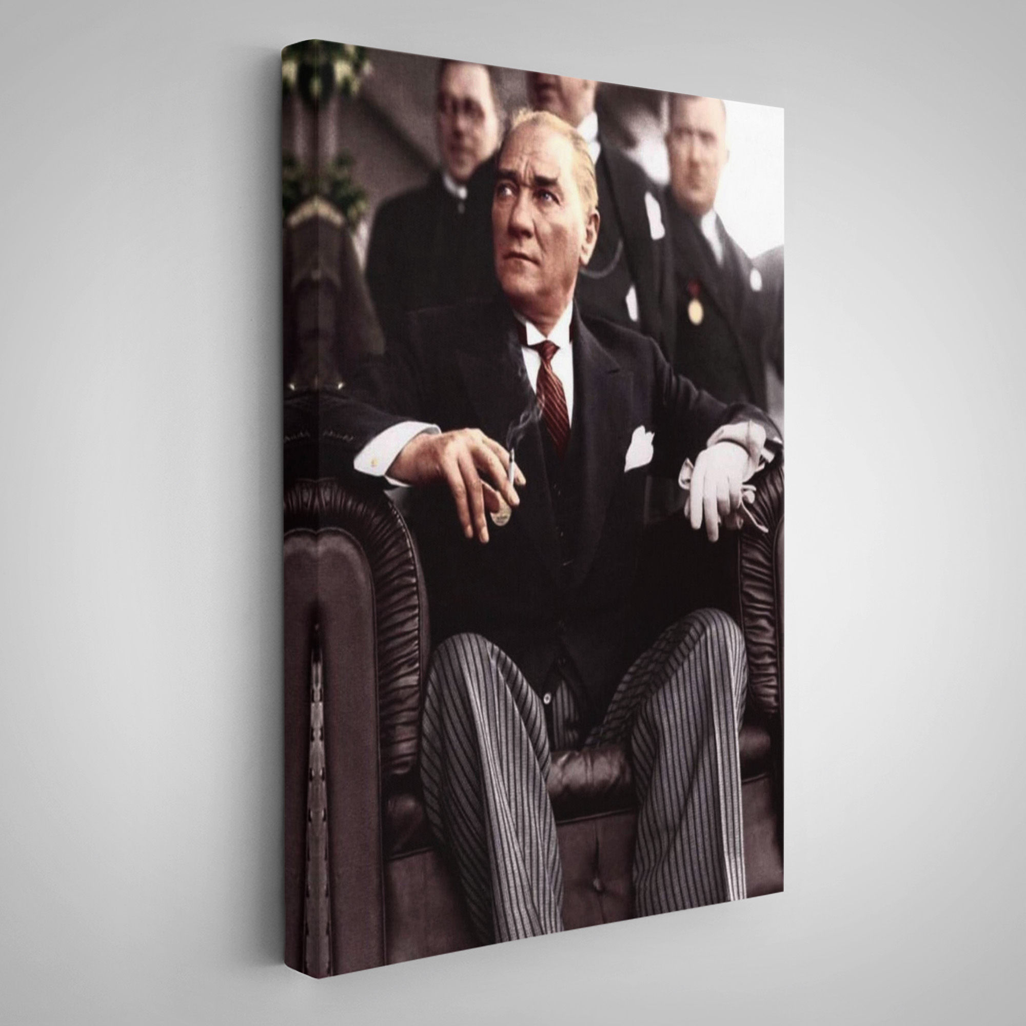 Atatürk Portre Tablosu Mustafa Kemal Atatürk Dikdörtgen Dekoratif Kanvas Tablo