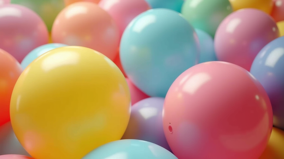 Close-up view of colorful balloons and party props ready for kids' entertainment