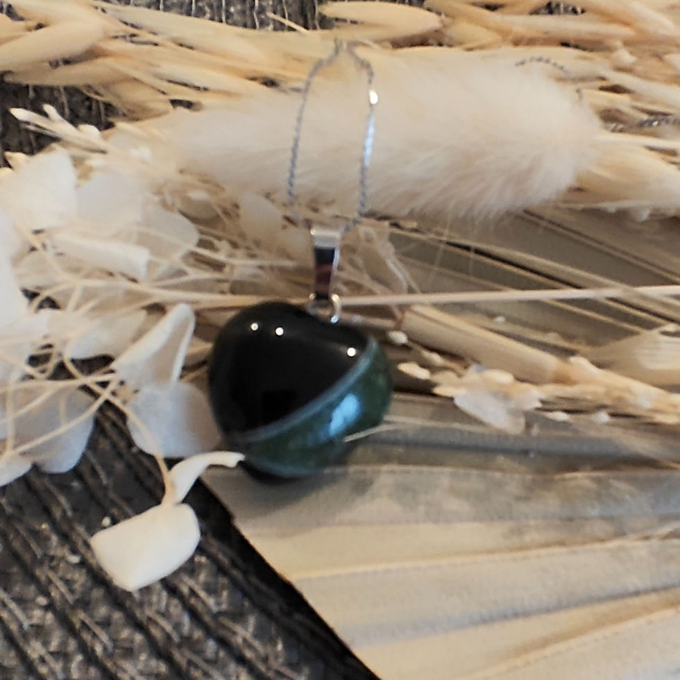 Miniature : Collier et son cœur Agate Botswana Verte