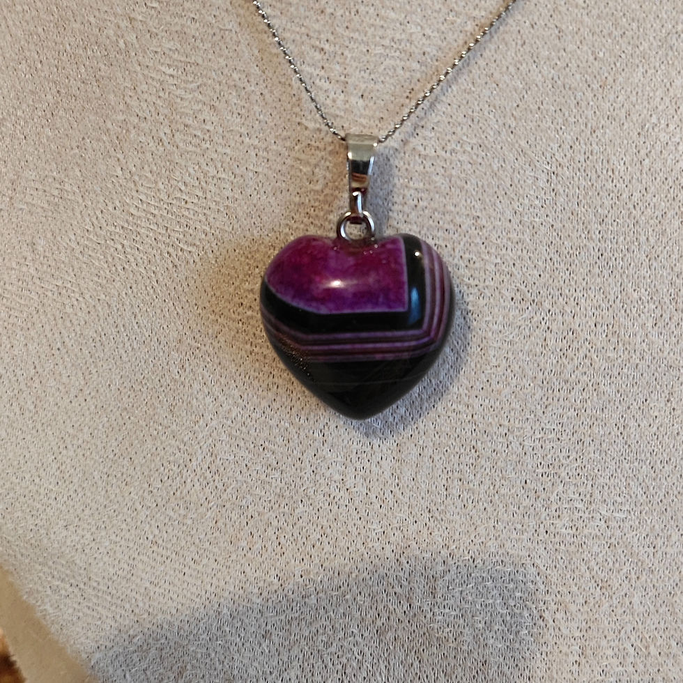 Miniature : Collier et son cœur Agate Botswana violet
