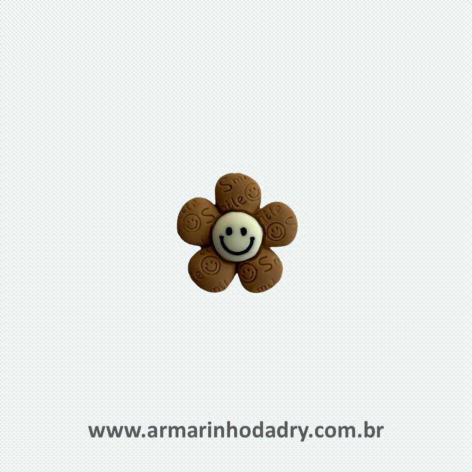 Flor de Resina Smile Marrom - 4un