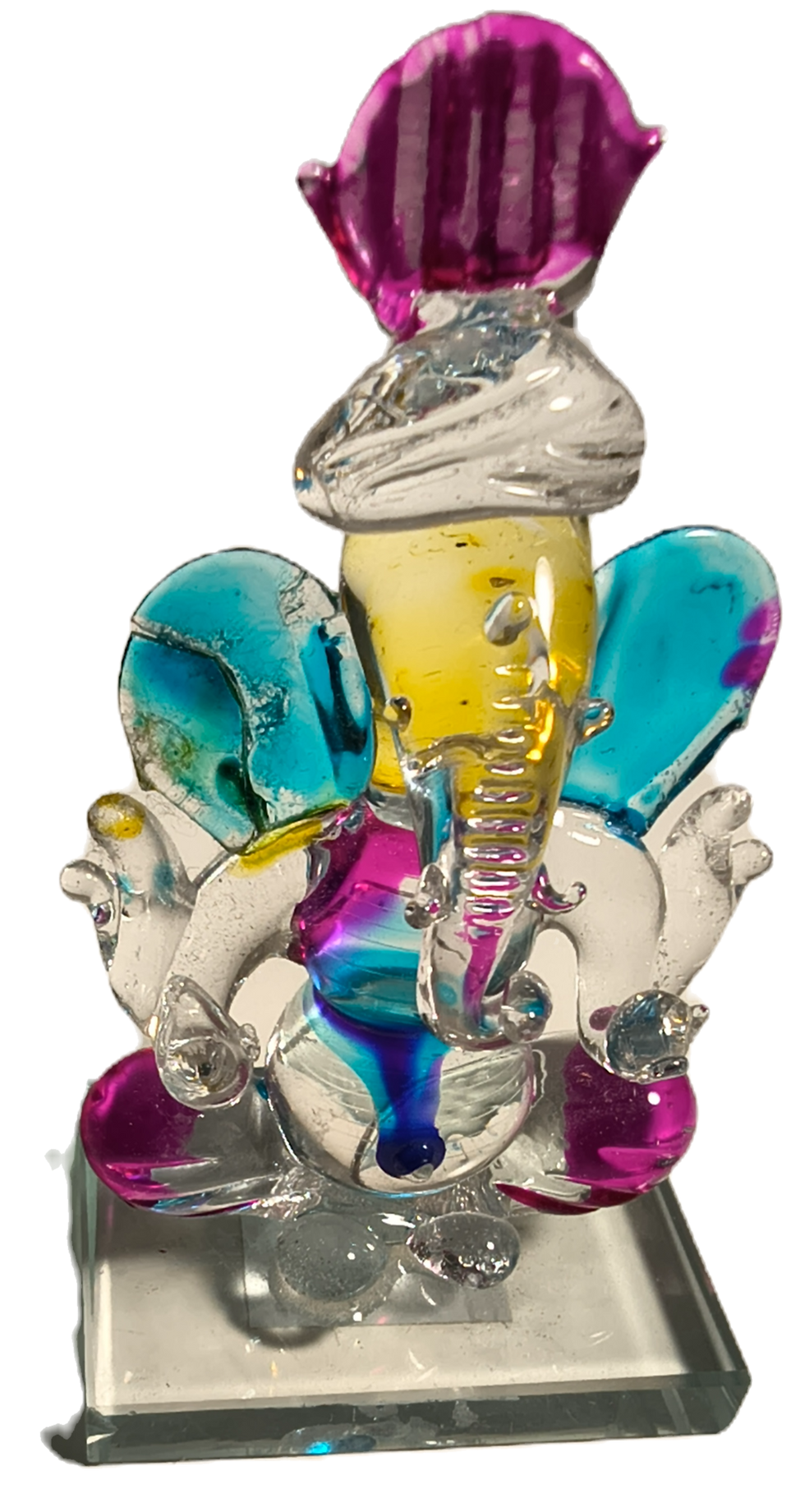 Thumbnail: Glass Lord Ganesha Idol  Decorative Dashboard & Home Temple Statue 3 Colors