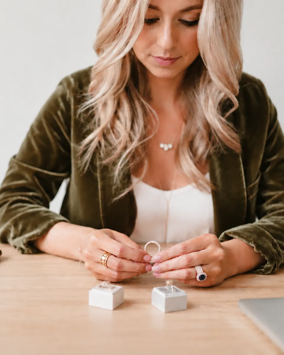 Rachel Brooks at her workbench, fitting a HALO