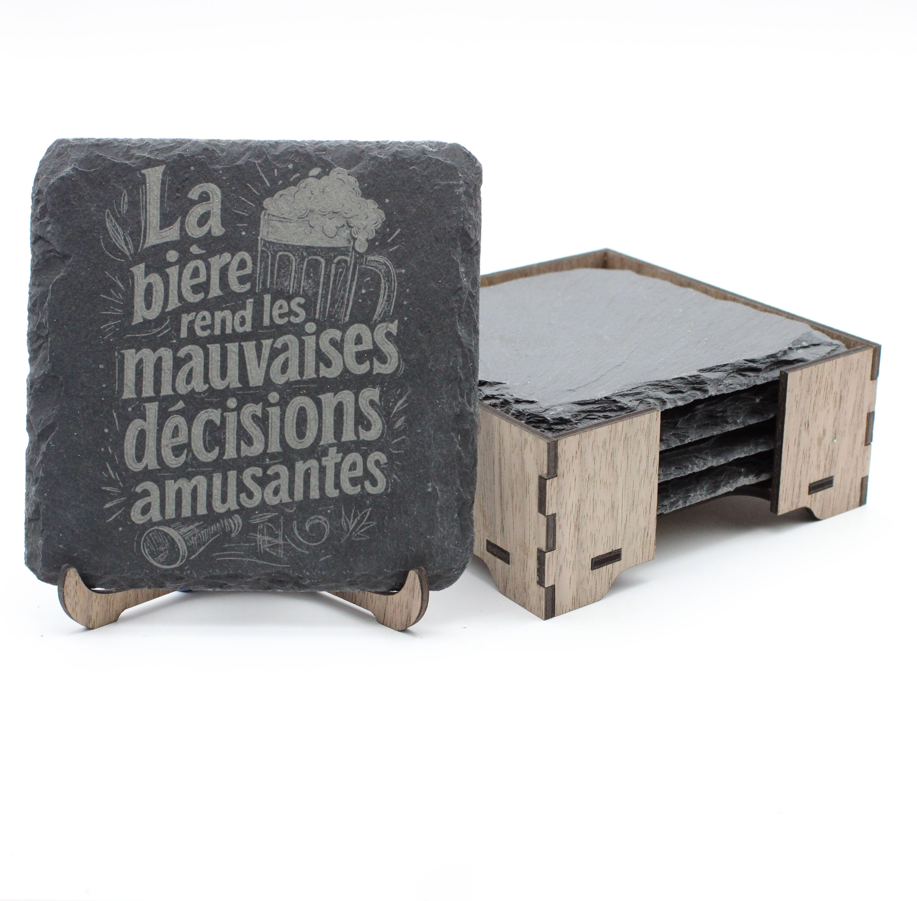 Ensemble Bière Amusante -Noyer Naturel Authentique