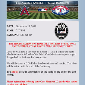 UPDATE - ANGELS GAME 9/11/18