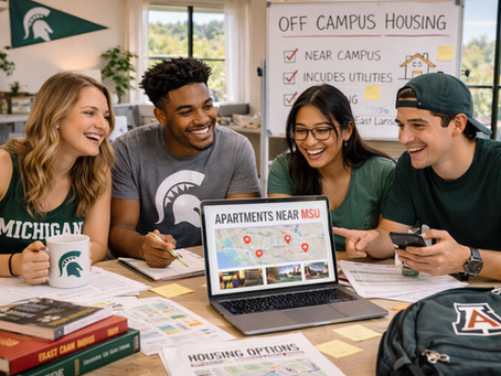 Undergraduate students in East Lansing search for Off Campus housing for MSU students