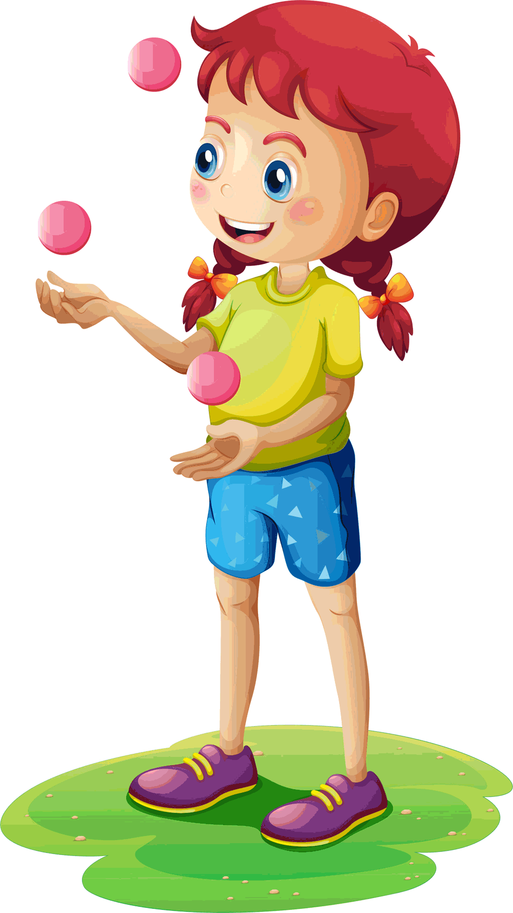 Cartoon image of a little girl juggling