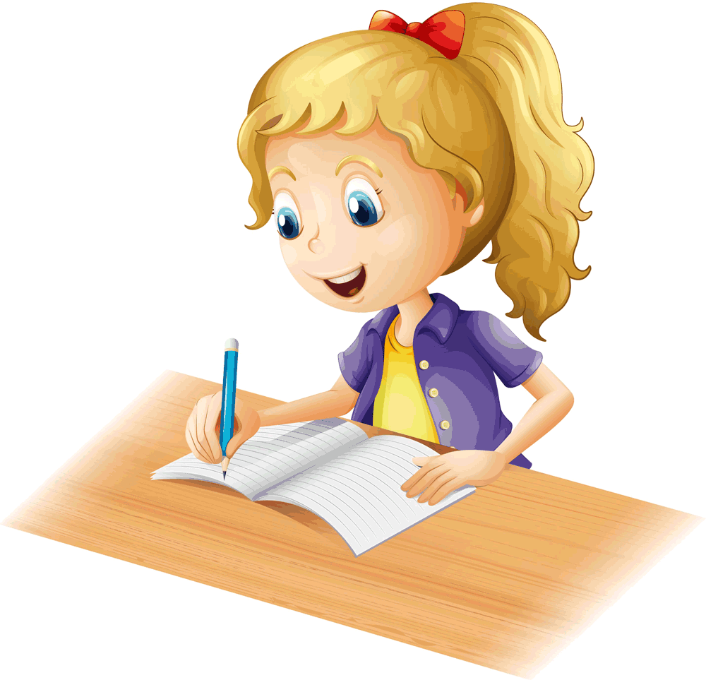 cartoon girl writing in a book