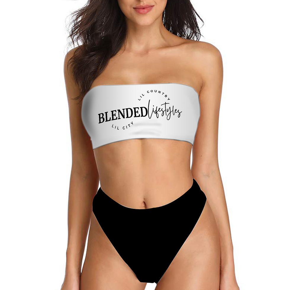 Women's All Over Print Bandeau Bikini with Padding Swimsuit