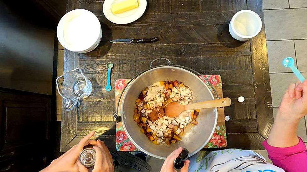 Add all of the ingredients to make plum jam.