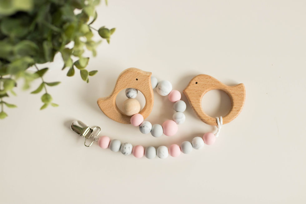 Pacifier Clip + Rattle | Avery
