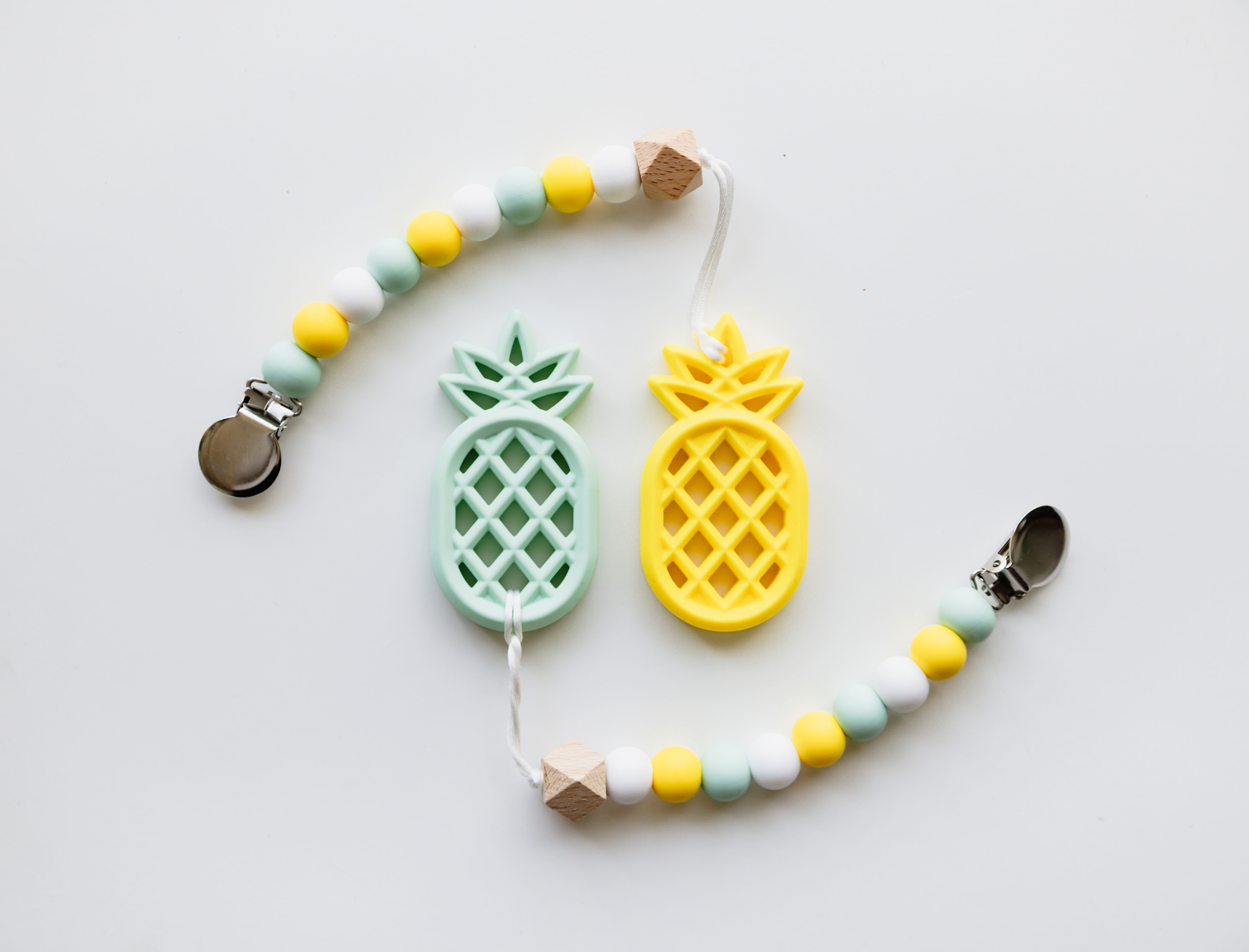 Pacifier Clip + Teether | Pineapple Dreams