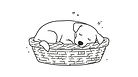 can you create a line drawing of a dog sleeping in a basket (1).jpg