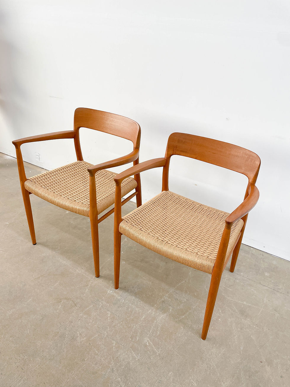 Thumbnail: Moller 56 Danish Teak and Cord armchairs