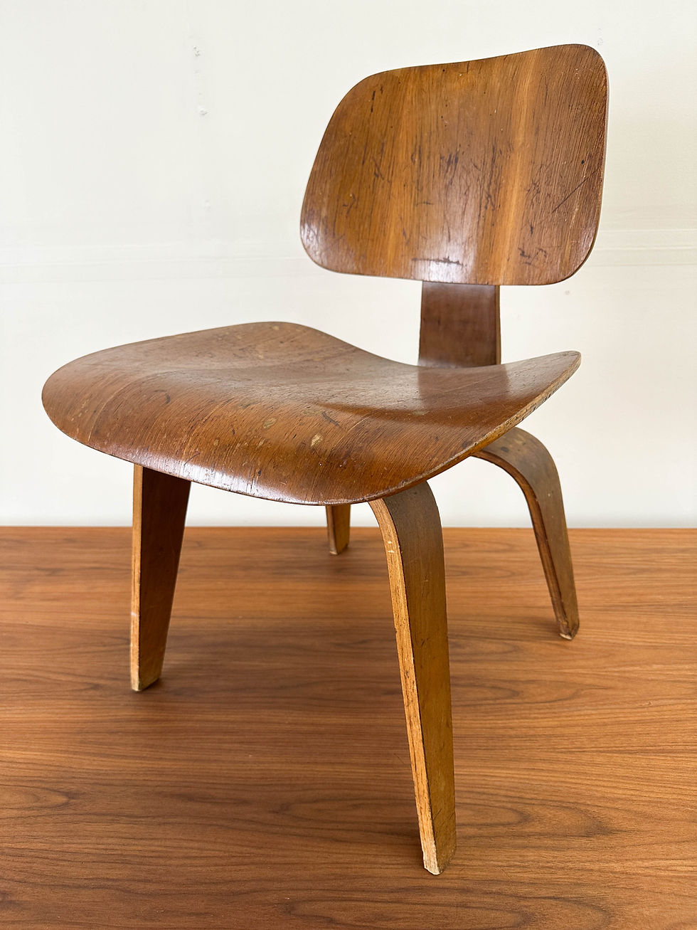 Thumbnail: Eames Evans Walnut DCW Molded Plywood Chair