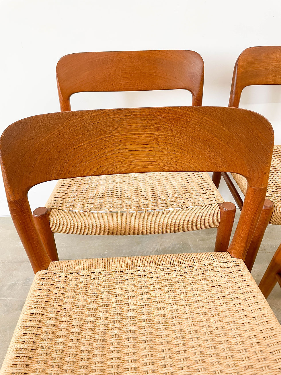 Thumbnail: Danish Teak Dining Chairs by Moller Model 75