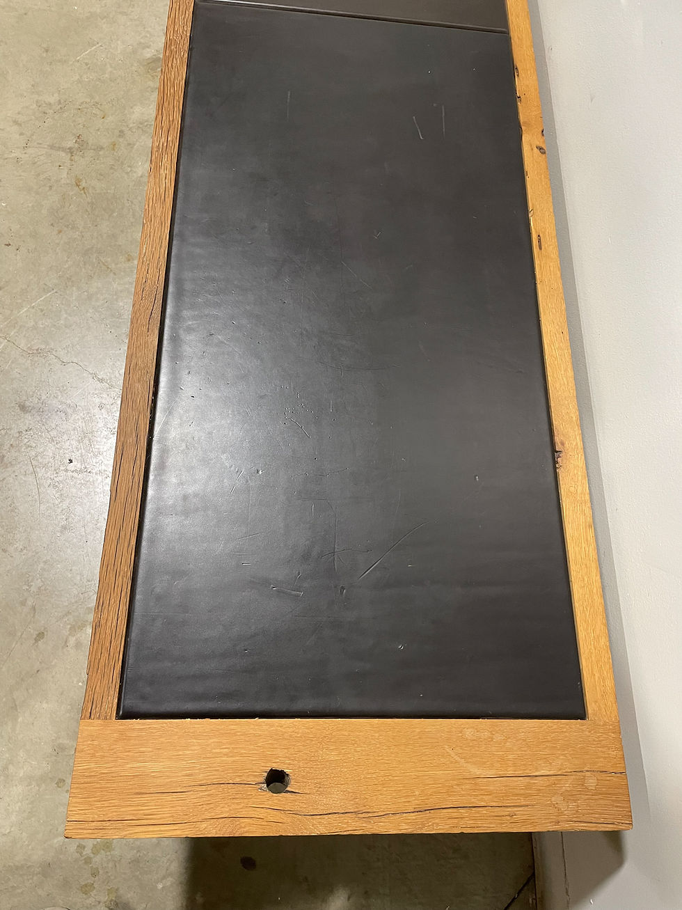 Thumbnail: Designer Reclaimed Oak and Leather Bench
