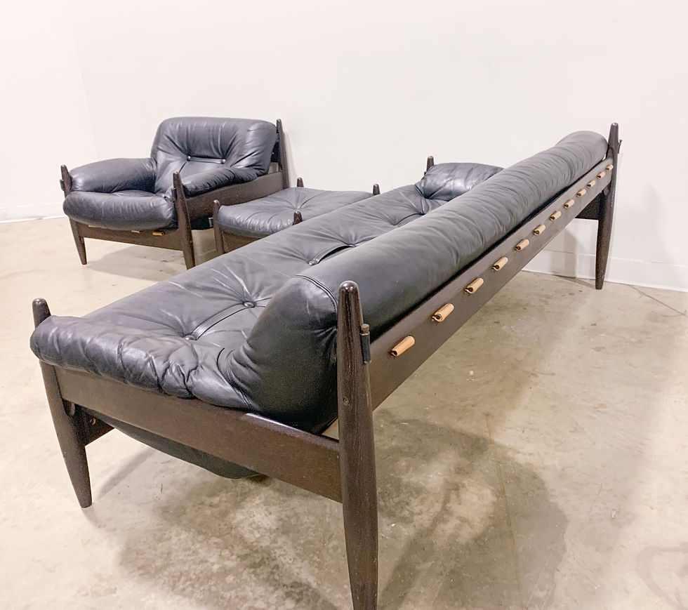 Thumbnail: Mid Century Modern Brazilian style leather sofa chair set
