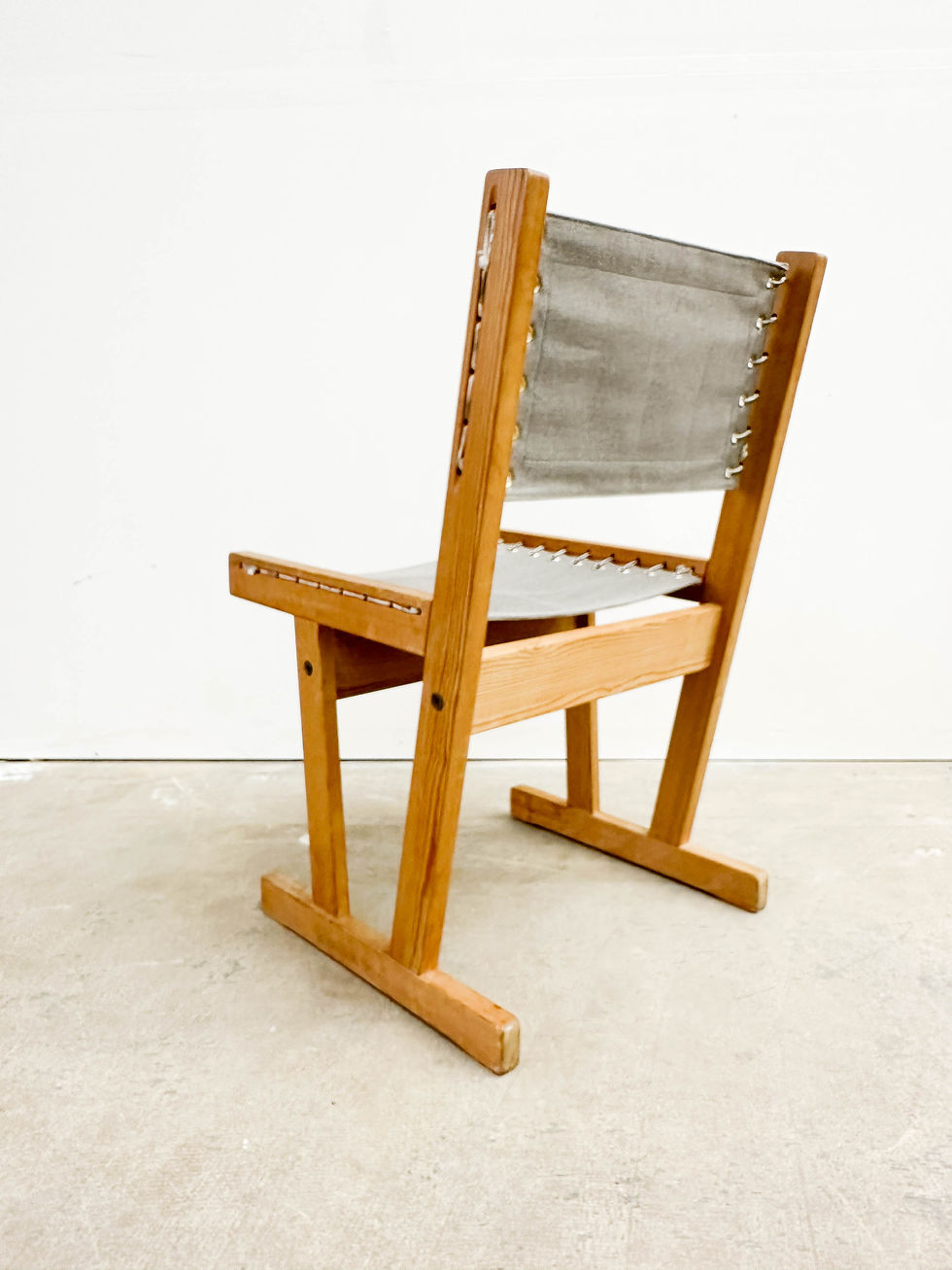 Thumbnail: Pine and canvas dining chairs by Svein Bjorneng for Bruksbo.