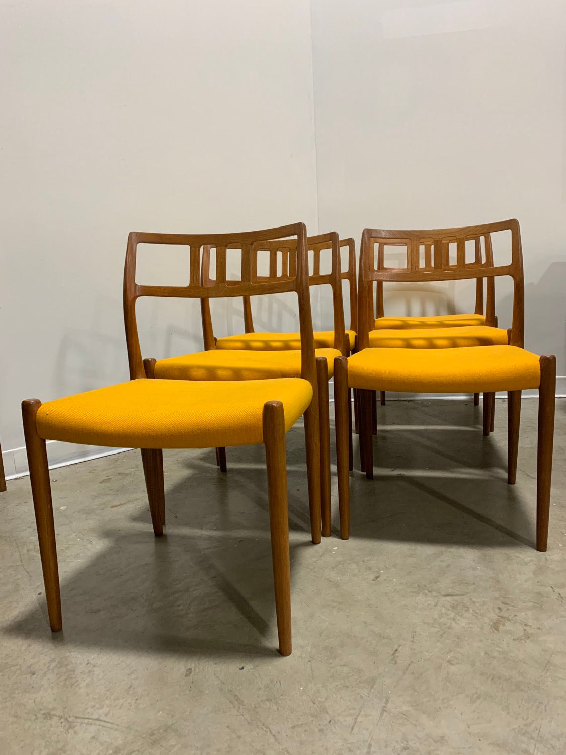 6 Teak Niels Moller model 79 dining chairs