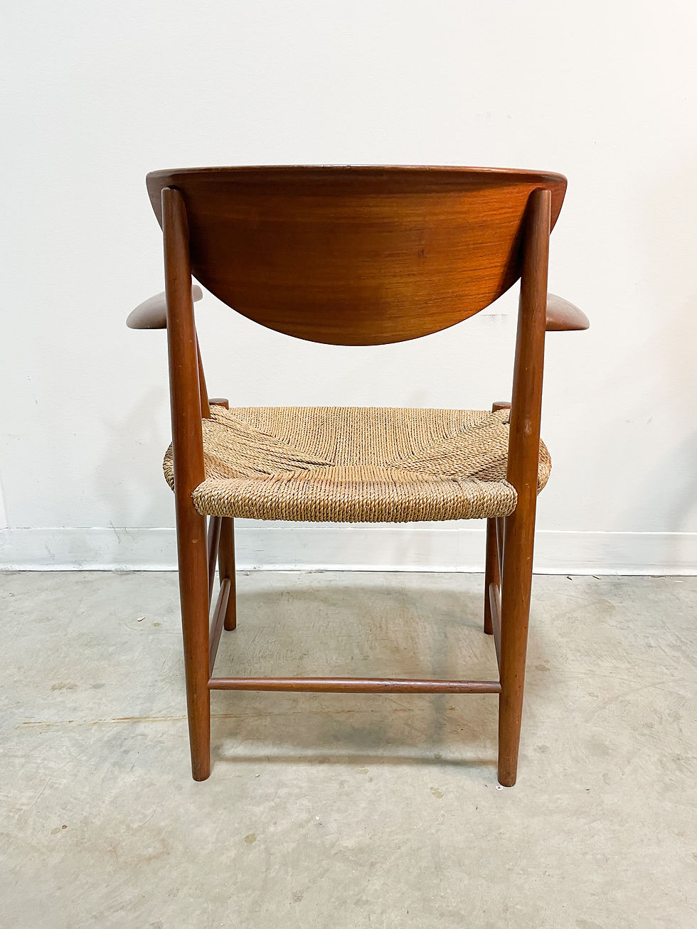 Thumbnail: 8 Danish Teak and Cord Dining Chairs by Hvidt and Molgaard