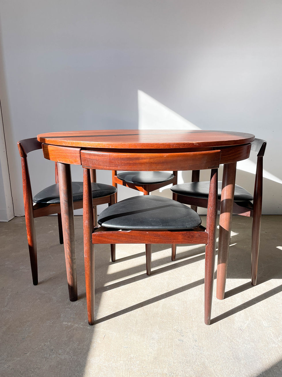 Thumbnail: Hans Olsen Teak compact dining table with 4 chairs