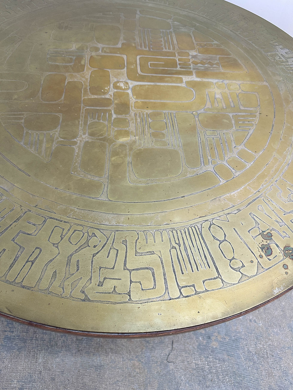 Thumbnail: Mid Century Italian G. Urso Embossed Brass Top coffee table