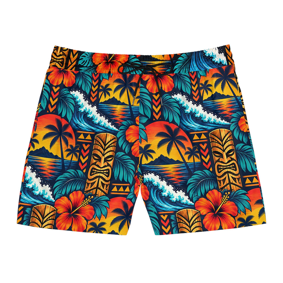 Beach Warrior Tropical Tiki Men's Swim Shorts – Mid-Length – product view 2