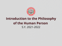 Introduction to the Philosophy of the Human Person
