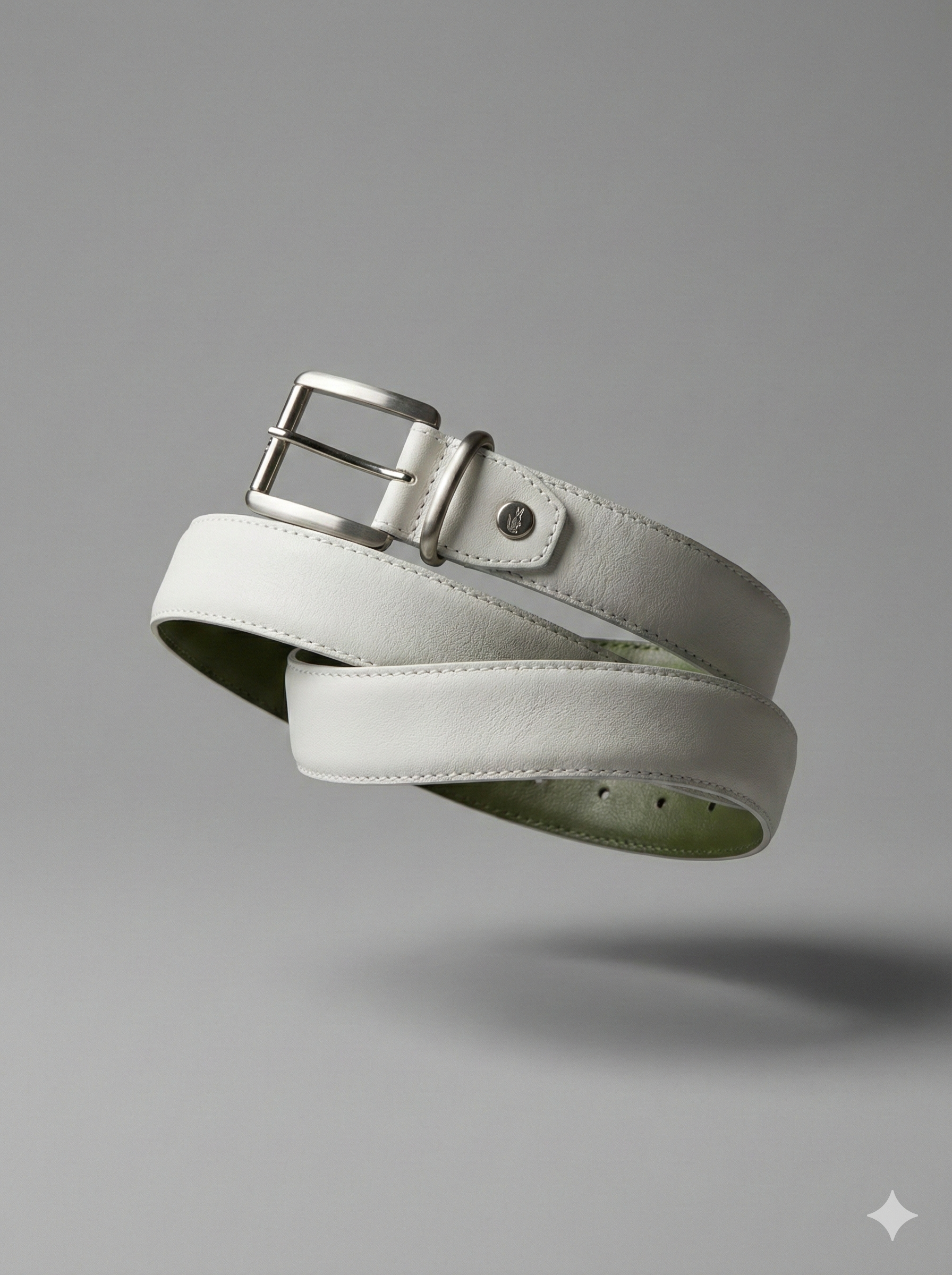 Classic Fit White Leather Belt