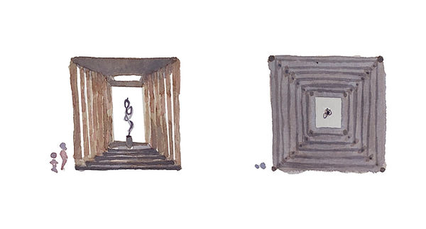 Watercolor Plan and Elevation