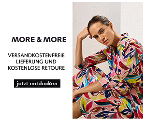 wrme, Werbebanner von More & More mit farbenfroher Damenmode – versandkostenfrei & kostenlose Retoure.