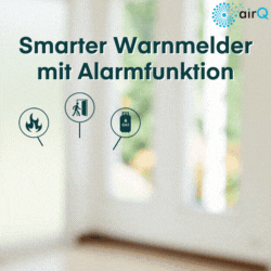 wrme, Smarter Warnmelder mit Alarmfunktion von air-Q – warnt vor Feuer, Gas und Bewegung
