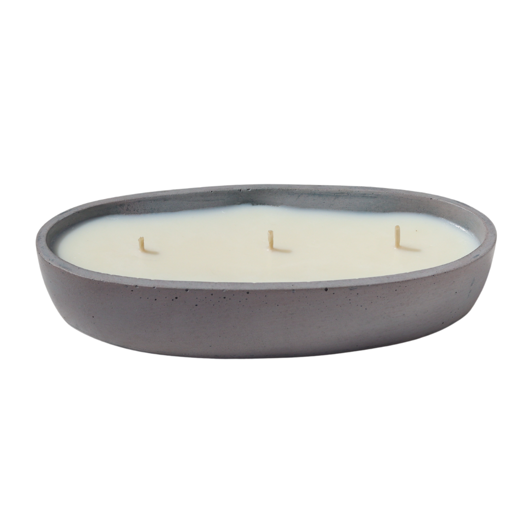 Vela Canoa 3 Mechas en Mármol Molido | Vela Aromática Untable de Soya