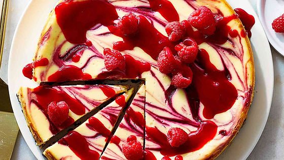 White Chocolate Cheesecake with Raspberry Swirl