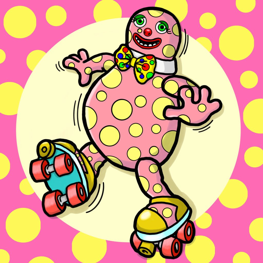 Mr Blobby on Rollerskates