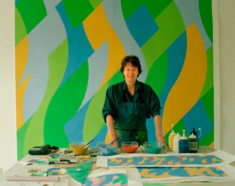 Bridget Riley in studio
