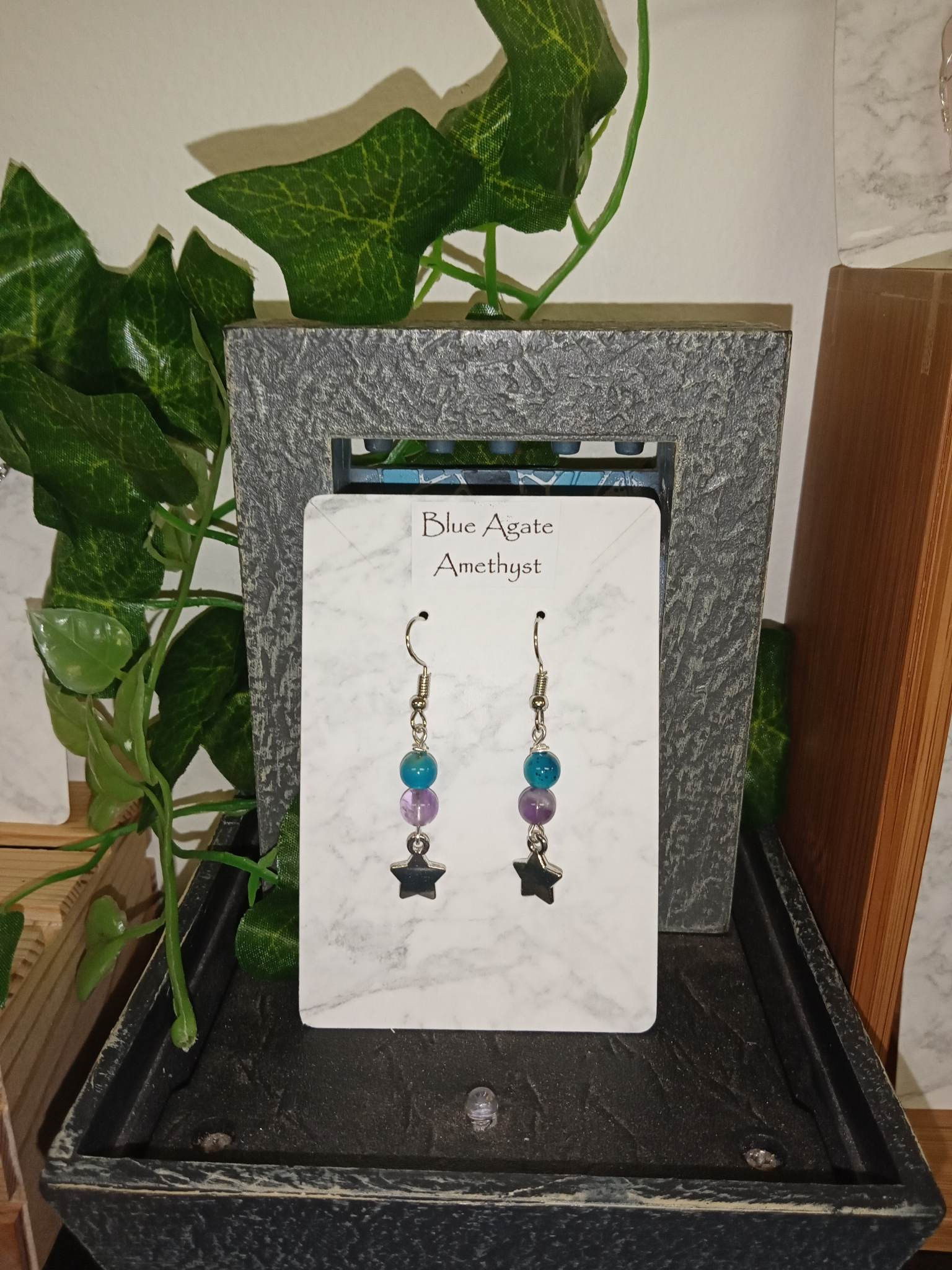 Healing Crystal Earrings with Star Charms