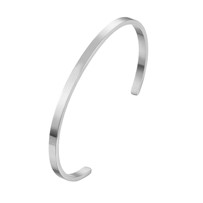 Thumbnail: Unisex Simple Stainless Steel Opening Bangle Bracelet For Lovers Can Be DIY Alph