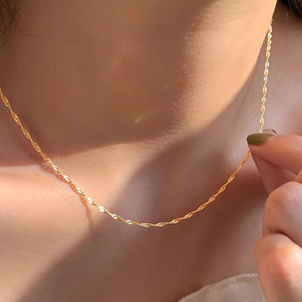 Yupsk Exquisite Sliver/Gold Color Stainless Steel Thin Chain Necklace for Women