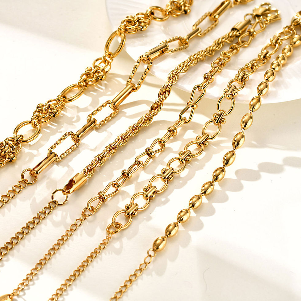 Thumbnail: Chunky Stainless Steel Link Chain Bracelet For Woman, Gold Plated Layering Brace