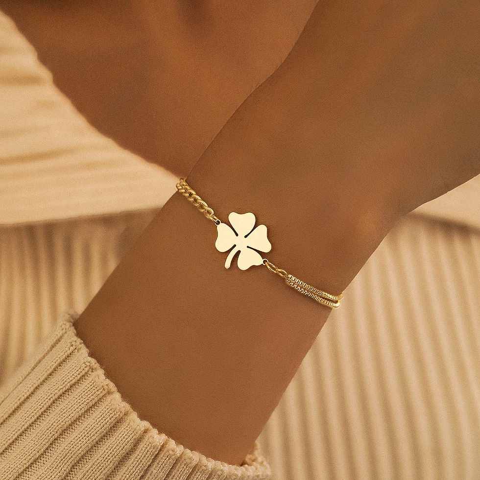 Thumbnail: Stainless Steel Bracelets Classic Lucky Clovers Pendant Hip Hop Bracelet For Wom