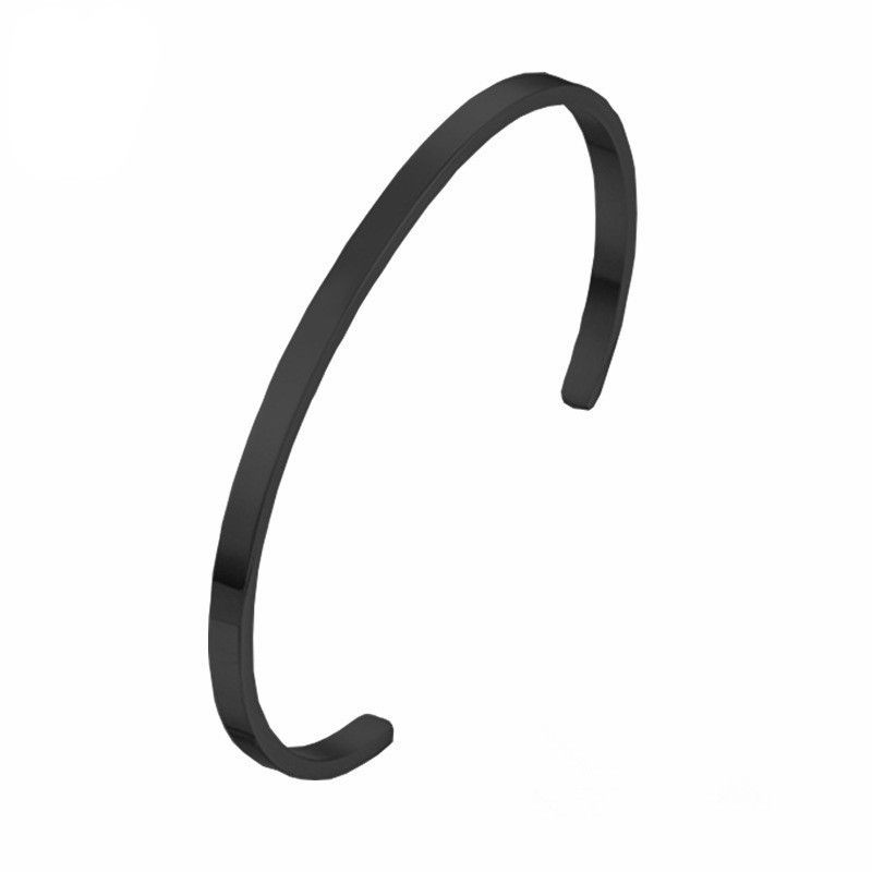 Thumbnail: Unisex Simple Stainless Steel Opening Bangle Bracelet For Lovers Can Be DIY Alph
