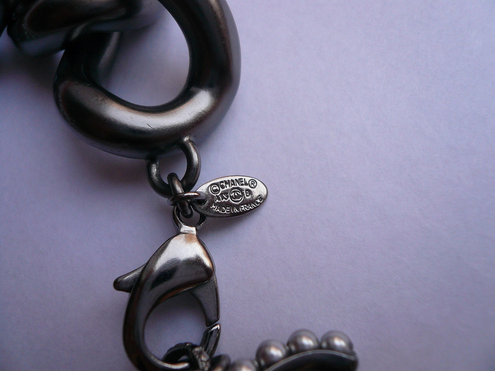 Miniature : CHANEL Collier maillons et perles gris bronze
