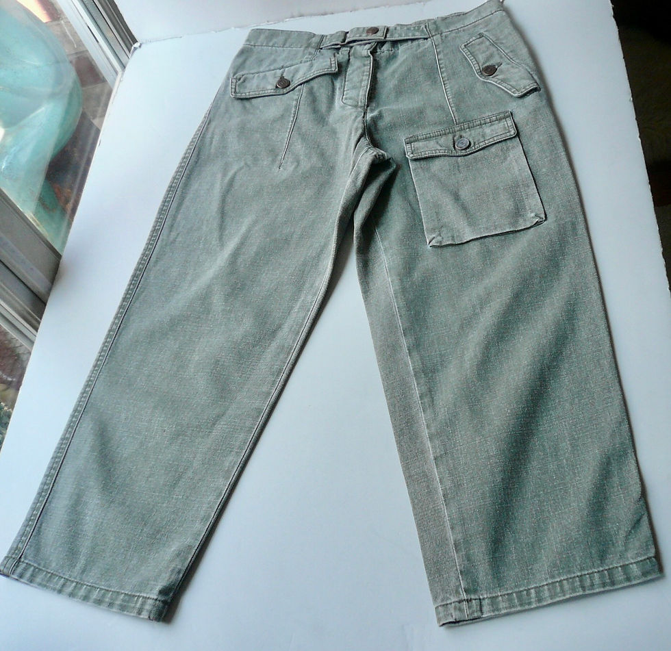 Miniature : CHANEL Pantalon droit court jean vert état neuf T36FR
