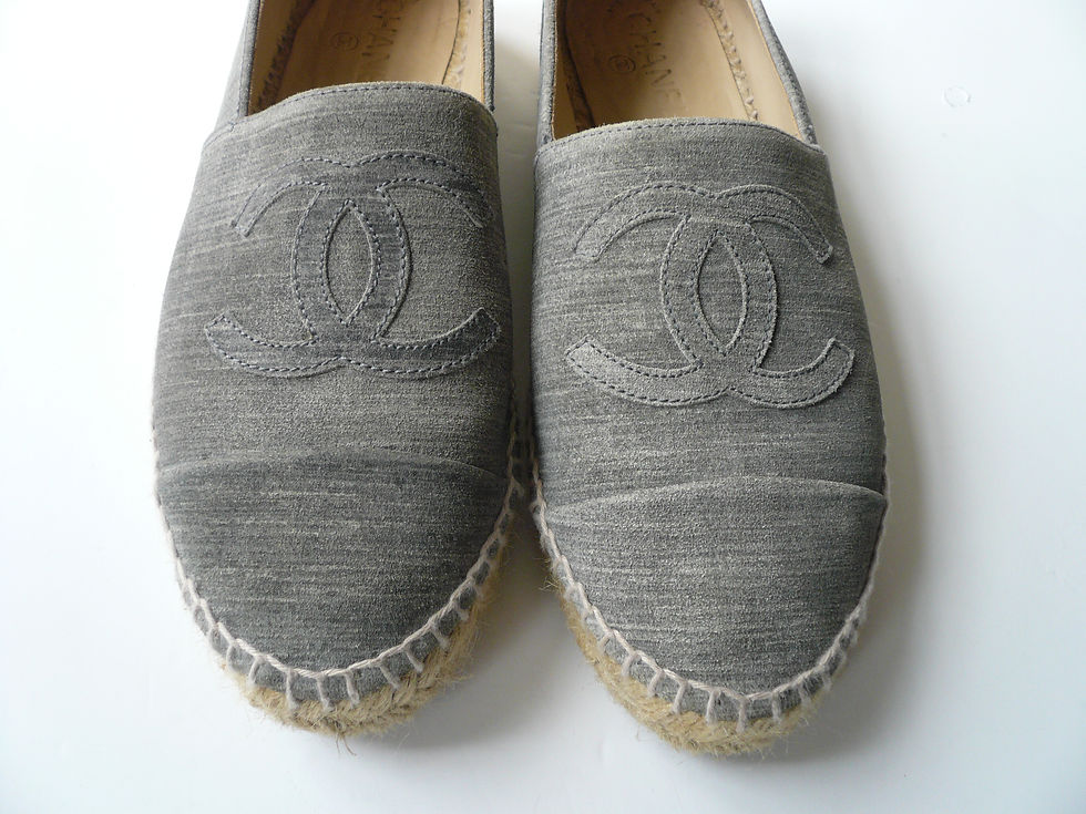 Miniature : CHANEL Espadrilles velours fin strié gris T41 TBE