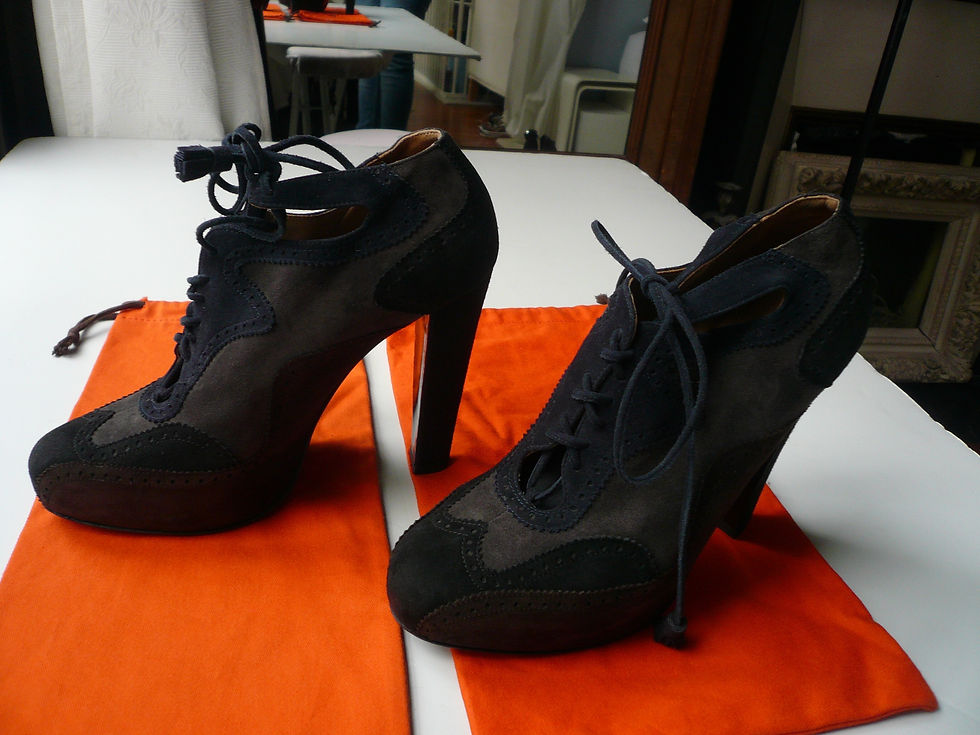 Miniature : HERMES  Escarpins Richelieu daim T38,5